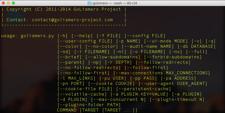 python2.7 golismero